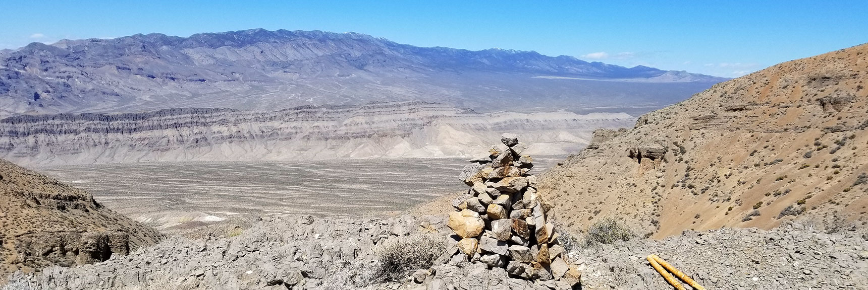 Gass Peak Nevada mid-summit descent point, view of Sheep Mountain Range.