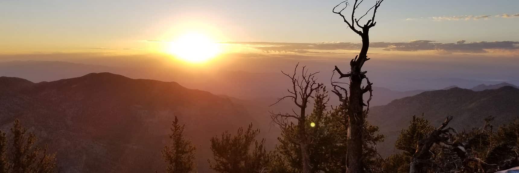 Sunrise Over Fletcher Peak (to left of the sun), Viewed from Kyle Canyon South Ridge