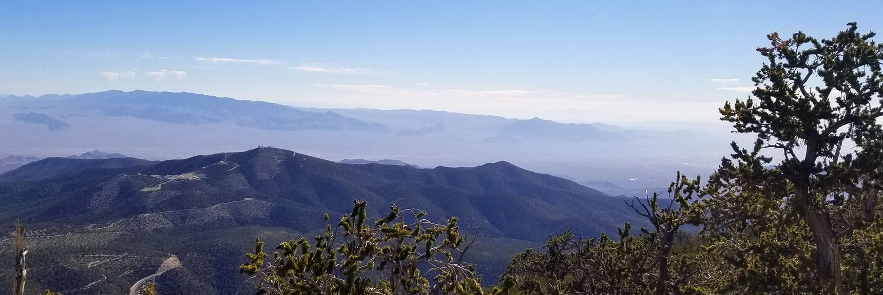 Mt Charleston Observatory with Desert National Wildlife Refuge in Background View from Fletcher Peak