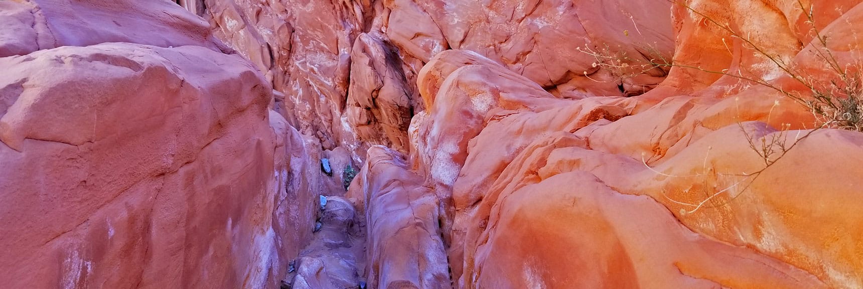 Navigating the Red Rock Canyon on Charlie's Spring Trail, Valley of Fire State Park, Nevada