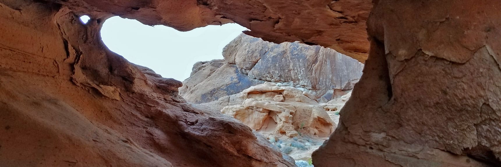 View from Inside the Rock Frames Fire Canyon in Valley of Fire State Park, Nevada