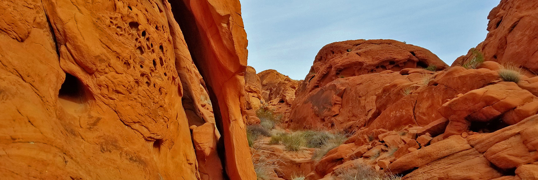 Weird Hanging Rock Formations in Fire Canyon in Valley of Fire State Park, Nevada