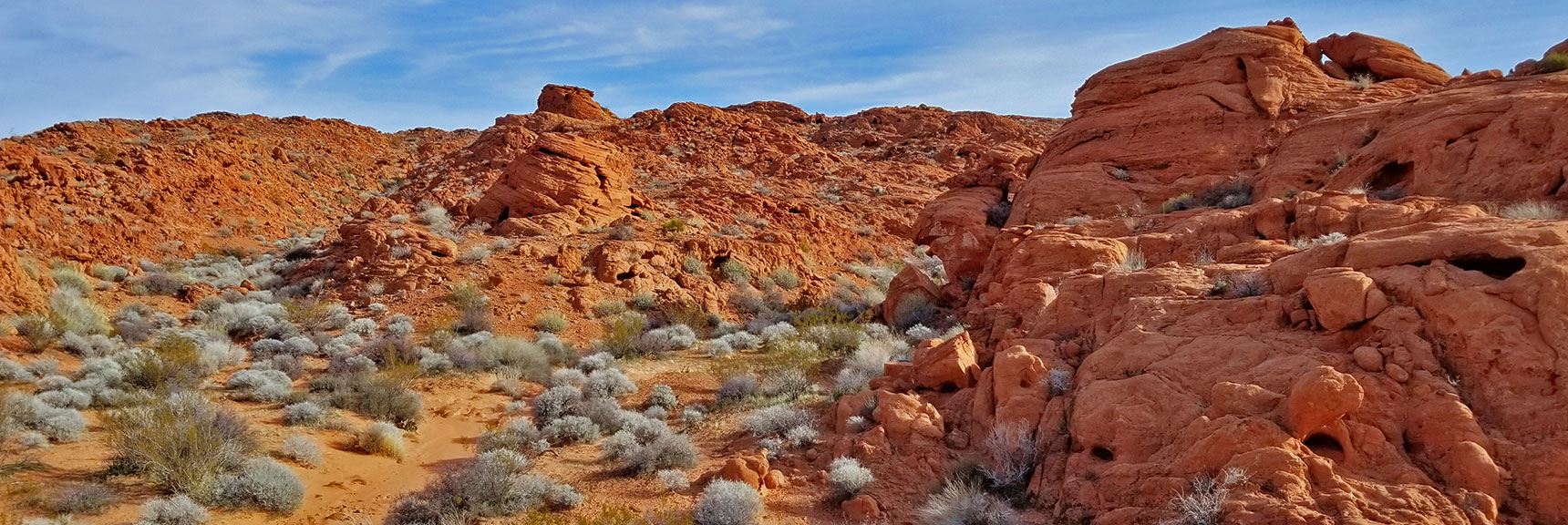 Navigating the Red Rock Hills South of Elephant Rock Loop in Valley of Fire State Park, Nevada
