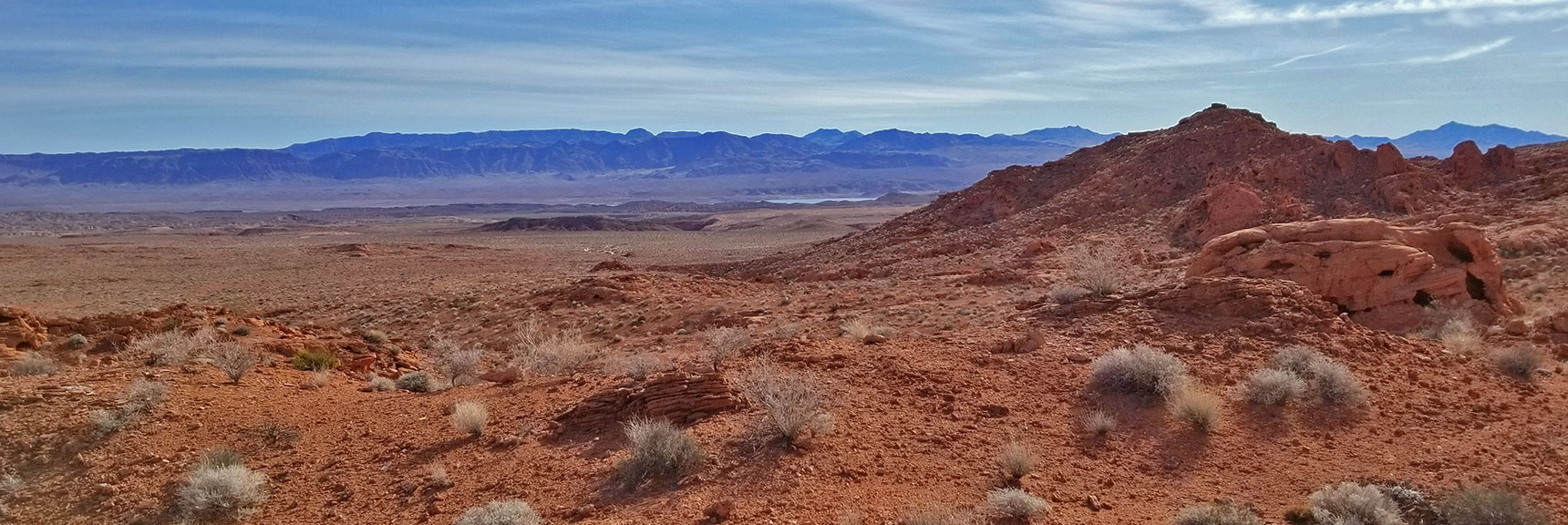 View Toward the Overton Arm of Lake Mead from the Red Rock Hills South of Elephant Loop in Valley of Fire State Park, Nevada