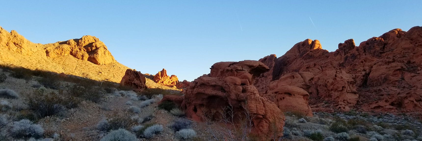 Ascending Through the Pass on Prospect Trail in Valley of Fire State Park, Nevada
