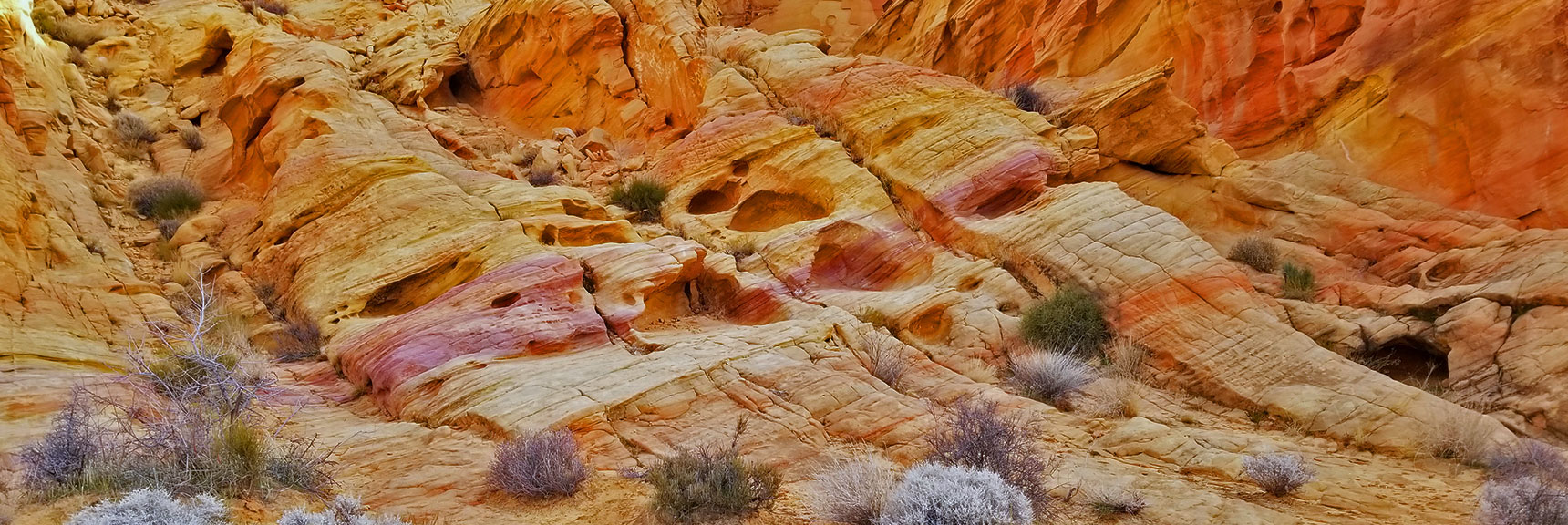 Rainbow Vista Trail in Valley of Fire State Park, Nevada, View of Colorful Rocks