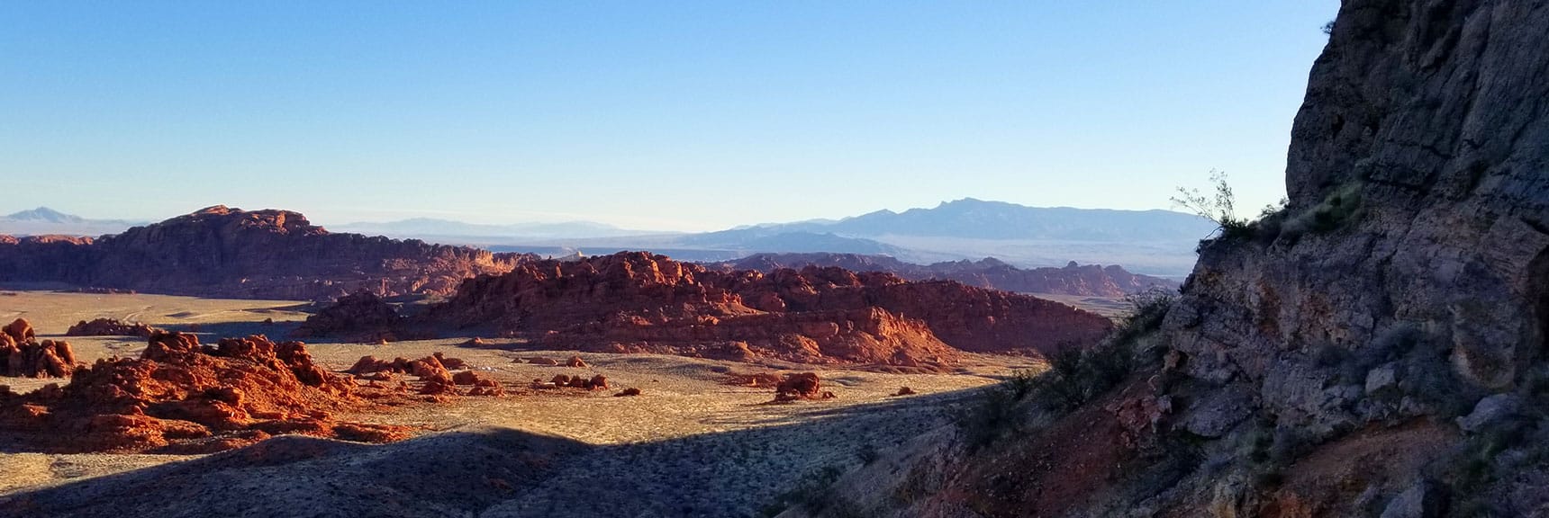 View Back Toward Valley of Fire State Park at Sunrise Before Entering the Muddy Mountains Wilderness, Nevada