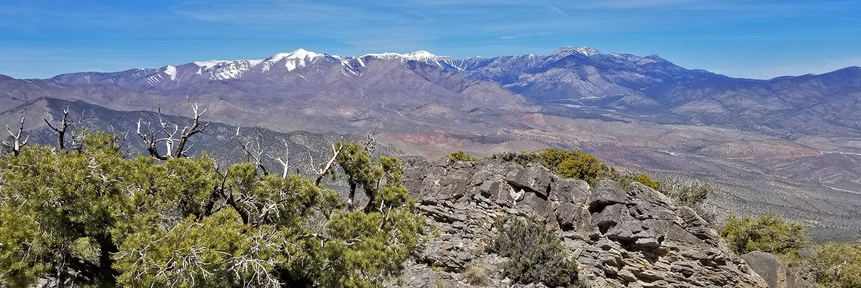 Mt Charleston Wilderness Viewed from the 7400ft High Point on the La Madre Mountain Nevada Northern Approach