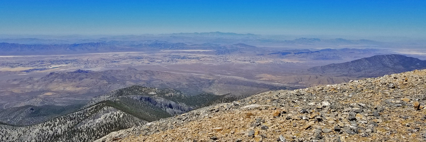 Pahrump with Telescope Peak in Background from Charleston Peak | Griffith Peak & Charleston Peak Circuit Run, Spring Mountains, Nevada