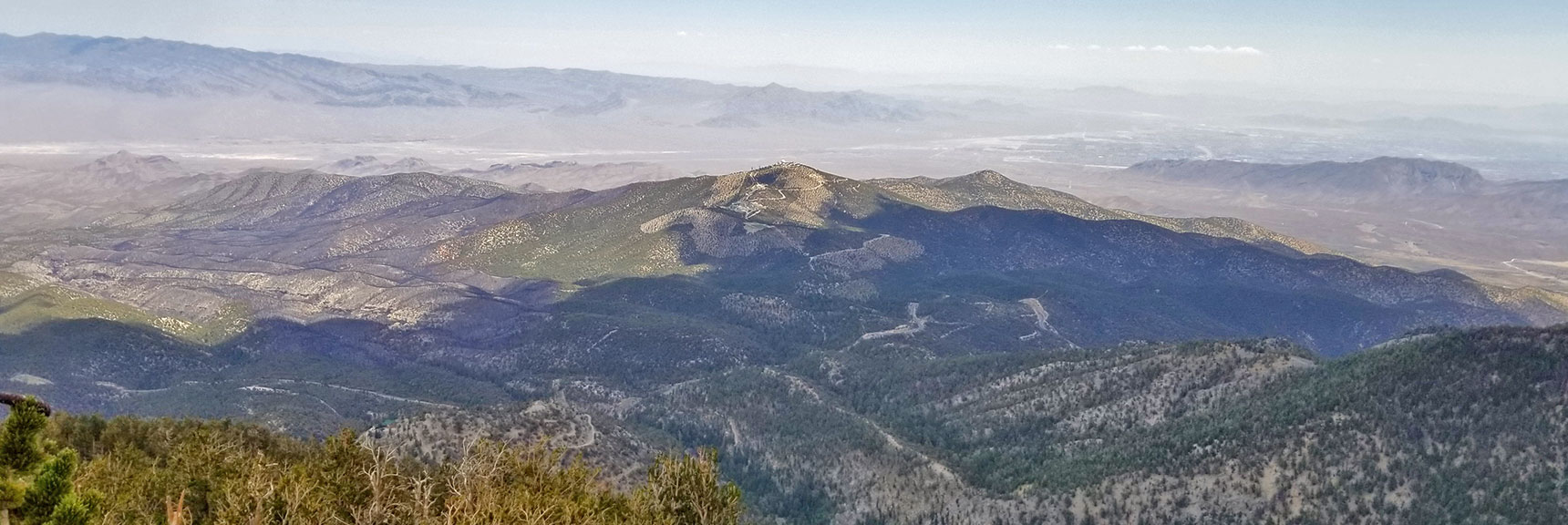 Centennial Hills, Gass Peak and Sheep Range from Mummy Mountain's Northeastern Cliffs | Mummy Mountain NNE, Mt. Charleston Wilderness, Nevada, Slide 029