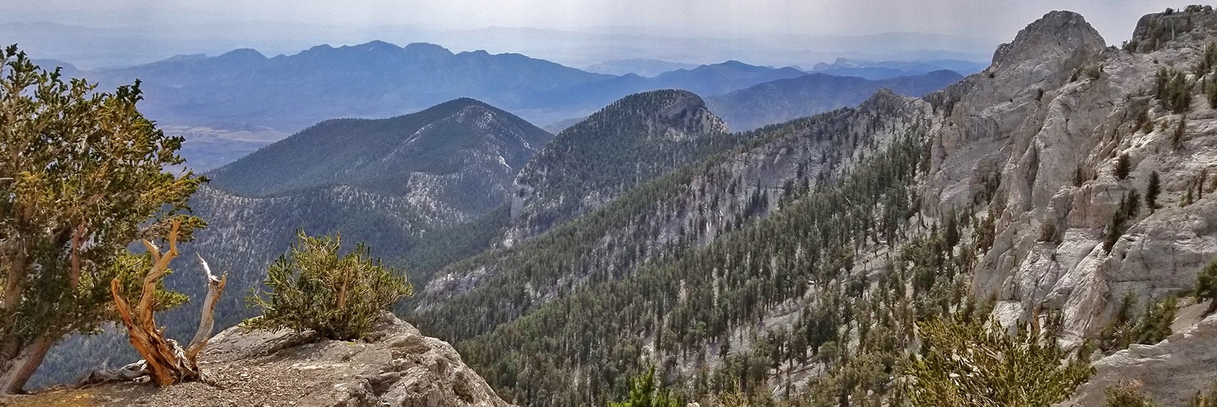 View of La Madre Mt., Fletcher Peak, Mummy Mt. Toe and Eastern Cliffs | Mummy Mountain Northern Rim Overlook, Spring Mountain Wilderness, Nevada