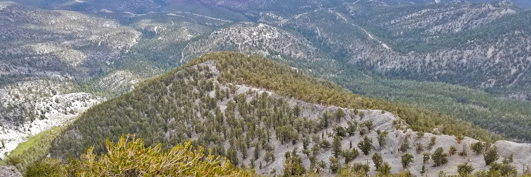 Viewing a Potential Approach Ridge Below Mummy Mt. Eastern Cliffs | Mummy Mountain Northern Rim Overlook, Spring Mountain Wilderness, Nevada