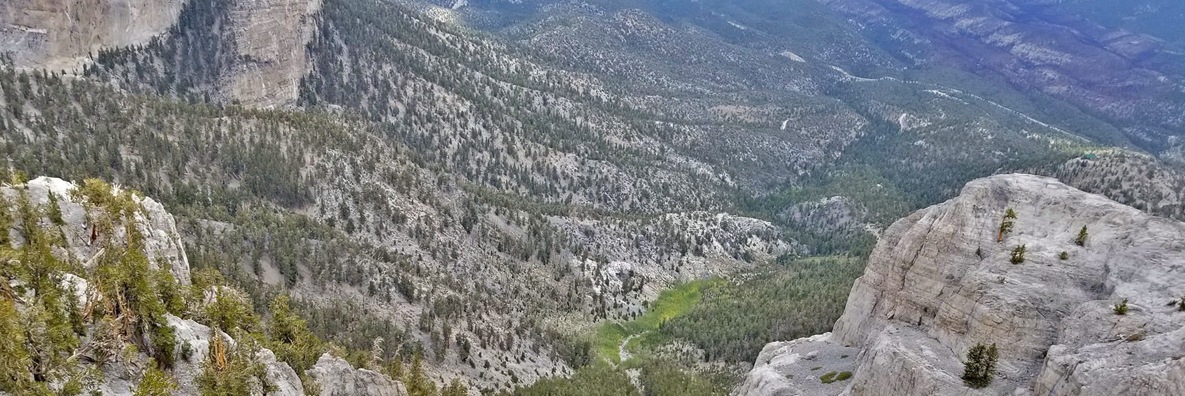 View Down the 1st Branch of the Main Northern Wash Into Lee Canyon | Mummy Mountain Northern Rim Overlook, Spring Mountain Wilderness, Nevada