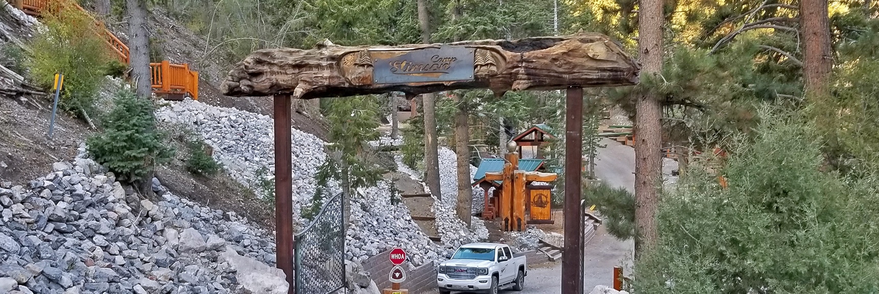 Entrance to Camp Stimpson, LDS Youth Camp | Mummy Mountain's Head, Mt Charleston Wilderness, Spring Mountains, Nevada 007