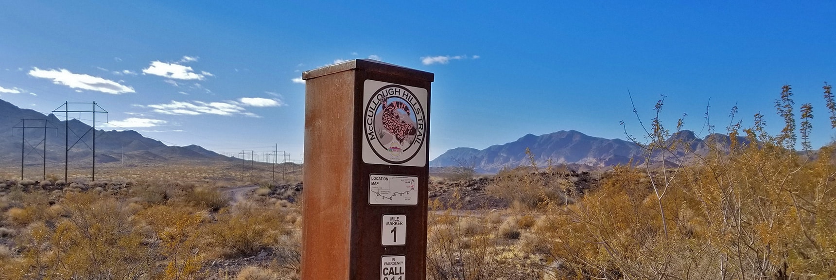 Mile 1 Marker on the McCullough Hills Trail | McCullough Hills Trail in Sloan Canyon National Conservation Area, Nevada