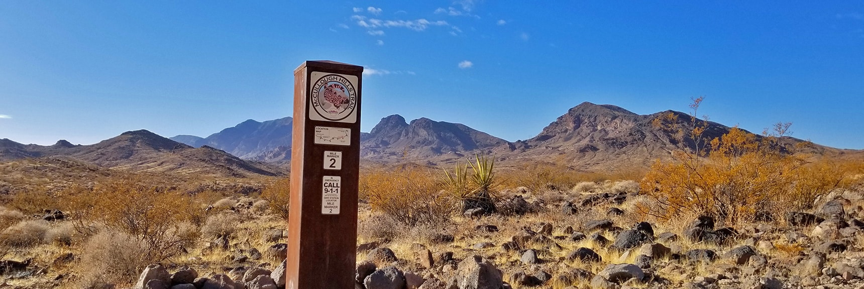 Mile 2 Marker, Evidence of Ancient Volcanic Action | McCullough Hills Trail in Sloan Canyon National Conservation Area, Nevada