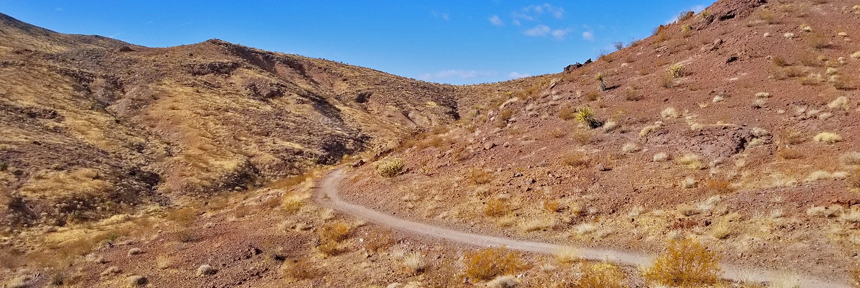 Rounding the Canyon Toward Anthem Area | McCullough Hills Trail in Sloan Canyon National Conservation Area, Nevada