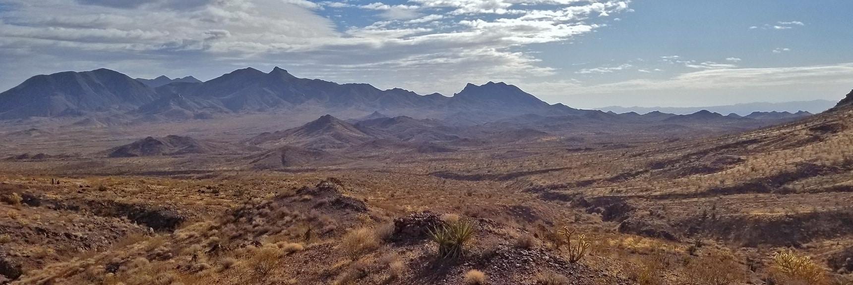 Looking East. Lake Mead is Beyond the Ridge System in View | McCullough Hills Trail in Sloan Canyon National Conservation Area, Nevada