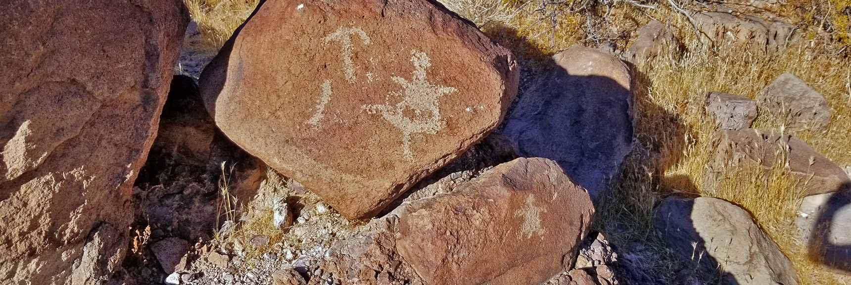 Figure Appears to Have Successfully Accomplished a Summit in Petroglyph Canyon Area | Petroglyph Canyon | Sloan Canyon National Conservation Area, Nevada