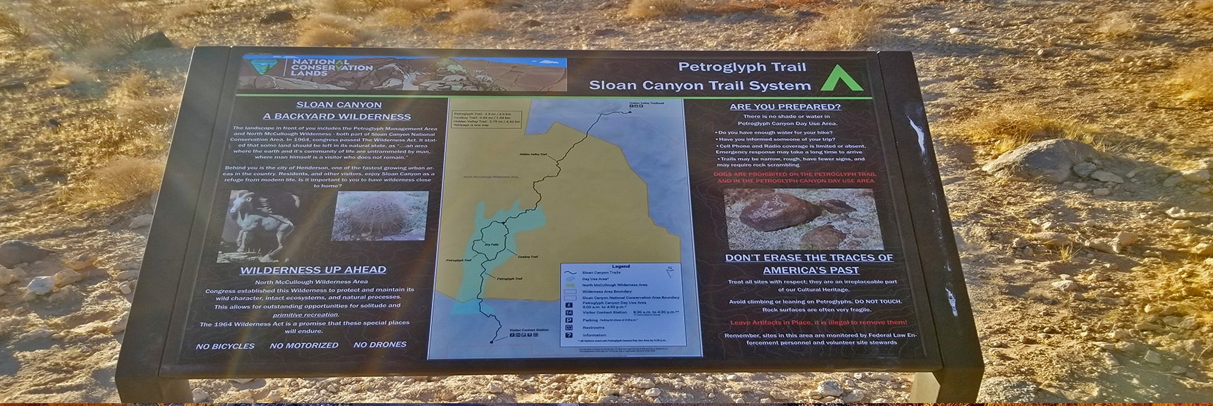 Interpretive Sign at Petroglyph Canyon Trailhead | Petroglyph Canyon | Sloan Canyon National Conservation Area, Nevada
