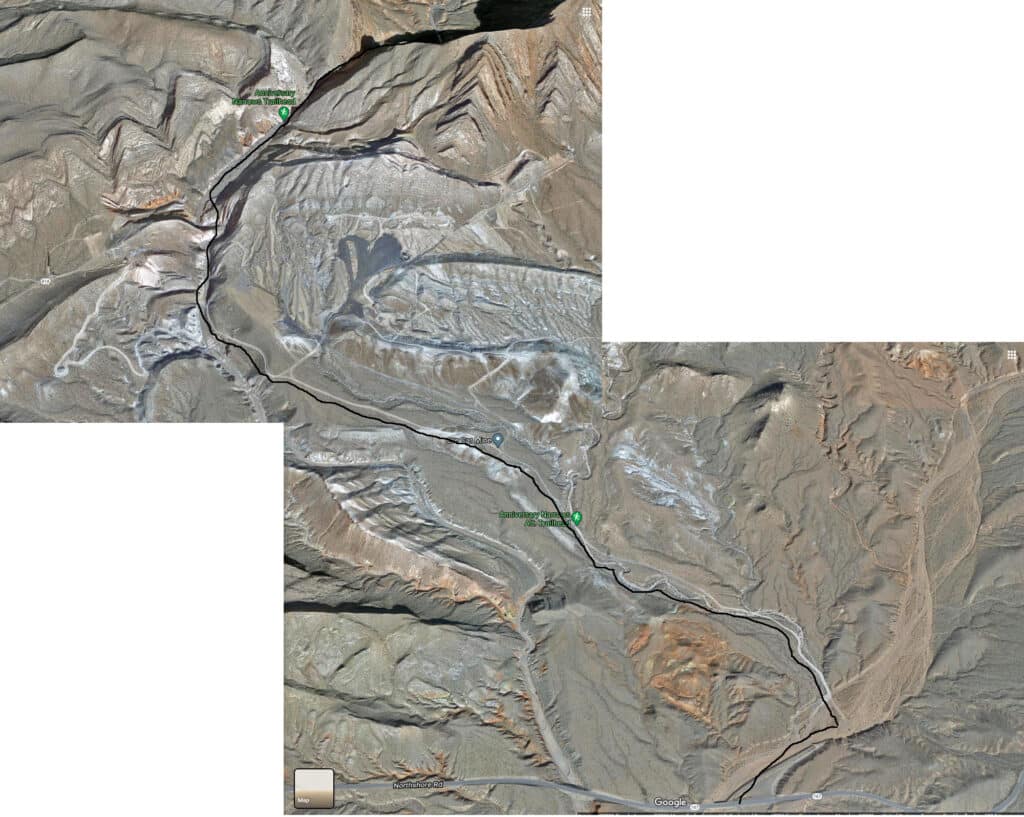 Anniversary Narrows Approach Map, Muddy Mountains Wilderness, Nevada