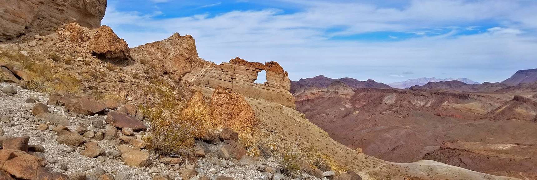 Liberty Bell Arch. Muddy Mountains in Far Distance to Right. | Arizona Hot Spring | Liberty Bell Arch | Lake Mead National Recreation Area, Arizona