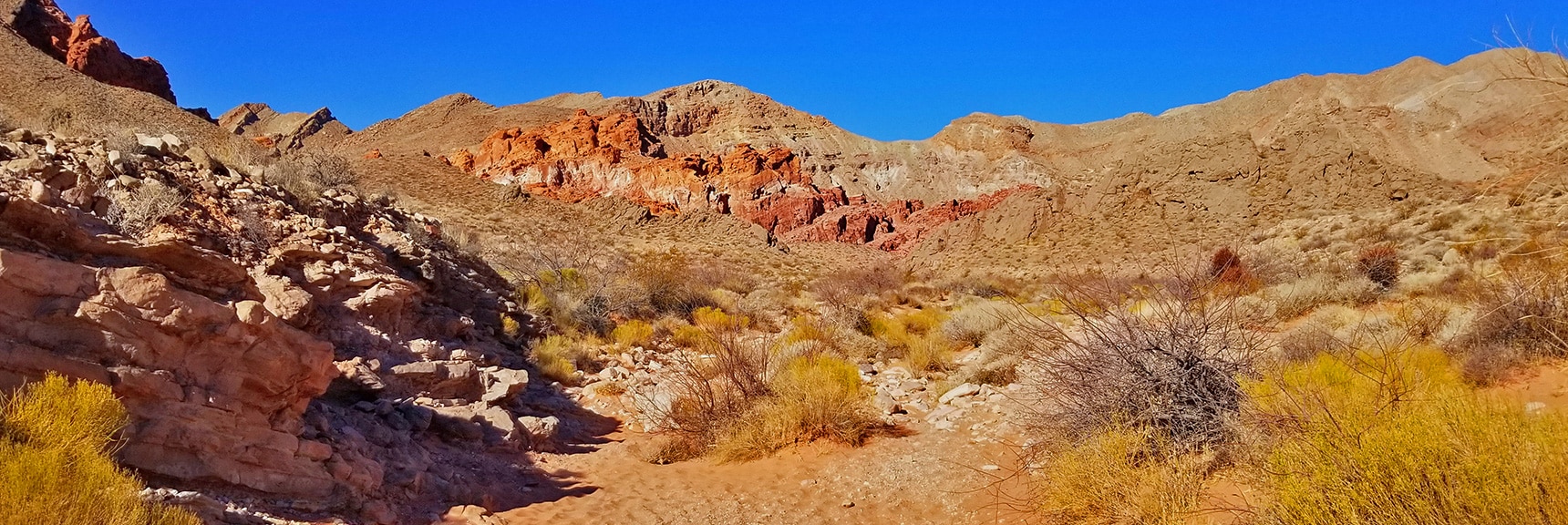 Heading Up Large Red Sandy Wash Toward Bowl of Fire | Bowl of Fire, Lake Mead National Recreation Area, Nevada