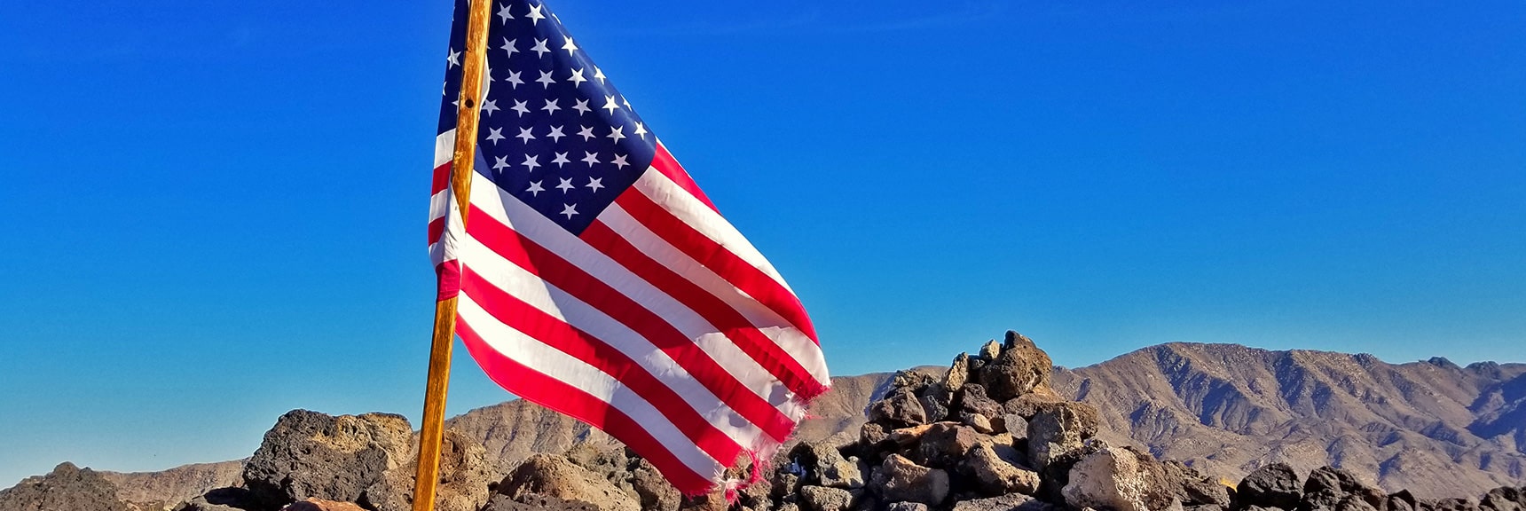 Wind Torn Flag on Fortification Hill Summit | Fortification Hill | Lake Mead National Recreation Area, Arizona