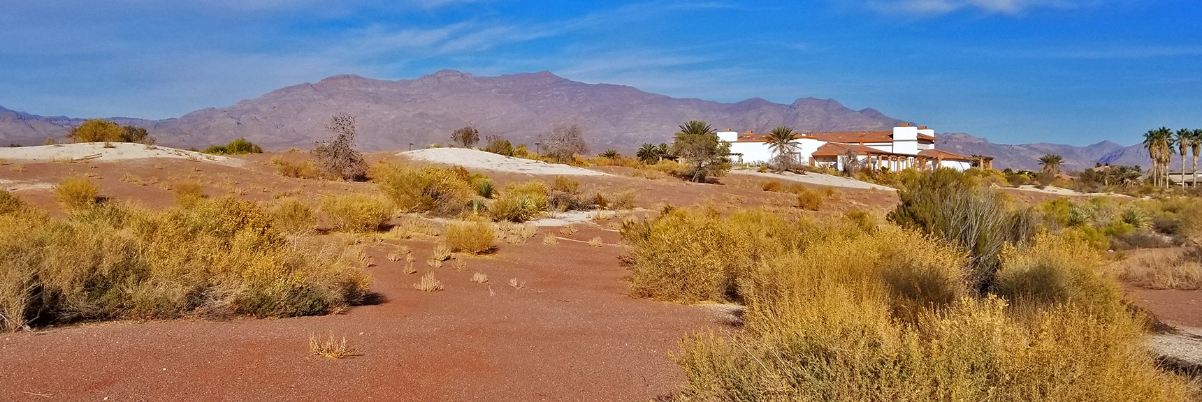 Traveling Through the Abandoned 27-Hole Silverstone Golf Course, Gass Peak in Background. | Snapshot of Las Vegas Northern Growth Edge on January 3, 2021