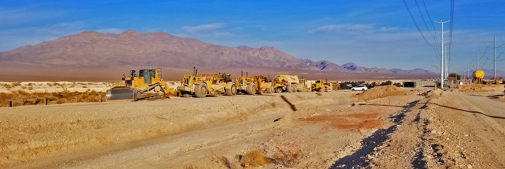 Construction on Moccasin At the Tule Springs Fossil Beds Area. Gass Peak in Background | Snapshot of Las Vegas Northern Growth Edge on January 3, 2021
