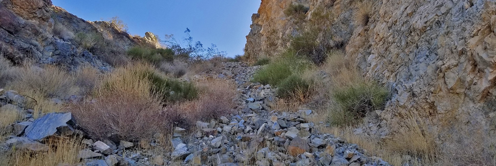 3rd Canyon to the Right. Loose Rock Avalanche Slope Nicknamed "The Bowling Alley" | Mt Wilson, Black Mountains, Arizona, Lake Mead National Recreation Area
