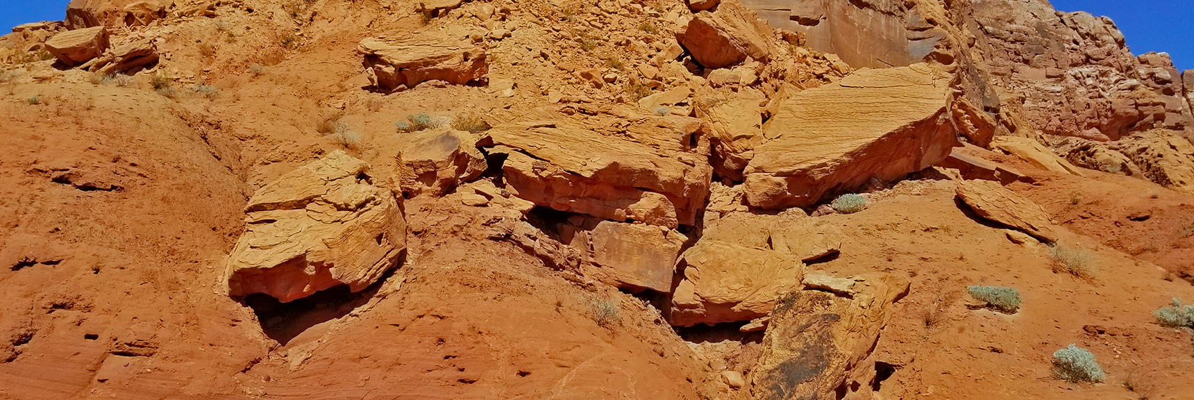 House-Sized Chunks of Red Rock Fallen from the Cliffs Above | Northern Bowl of Fire | Lake Mead National Recreation Area, Nevada
