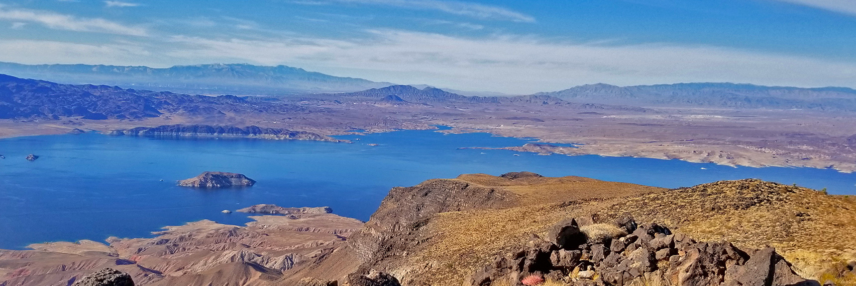Lave Butte from Fortification Hill Summit, Frenchman Mountain in Background | Lava Butte | Lake Mead National Recreation Area, Nevada |