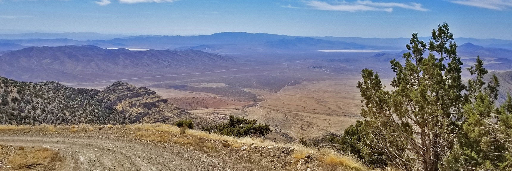 Spectacular View Back Down the Road, Valley and Mountains Beyond. | Potosi Mountain Spring Mountains Nevada
