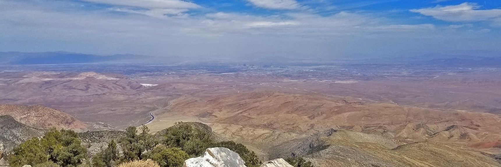 View Toward Las Vegas Strip and Beyond in the Haze on This Windy, Dusty Day. | Potosi Mountain Spring Mountains Nevada