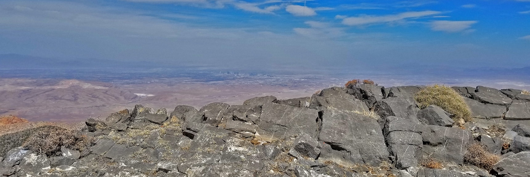Las Vegas Strip and Beyond Viewed from the North Summit. Beautiful Limestone Surface. | Potosi Mountain Spring Mountains Nevada