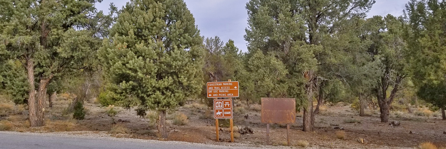 Left Turn to Hiker's Trailhead Parking Area for Sawmill Loop Trail | Sawmill Trail to McFarland Peak | Spring Mountains, Nevada