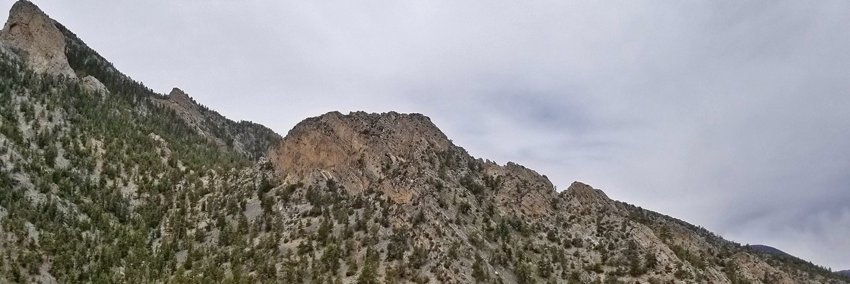 Ridge System Descending McFarland Peak Toward Bonanza Peak Viewed from 9,235ft High Point Bluff | Sawmill Trail to McFarland Peak | Spring Mountains, Nevada