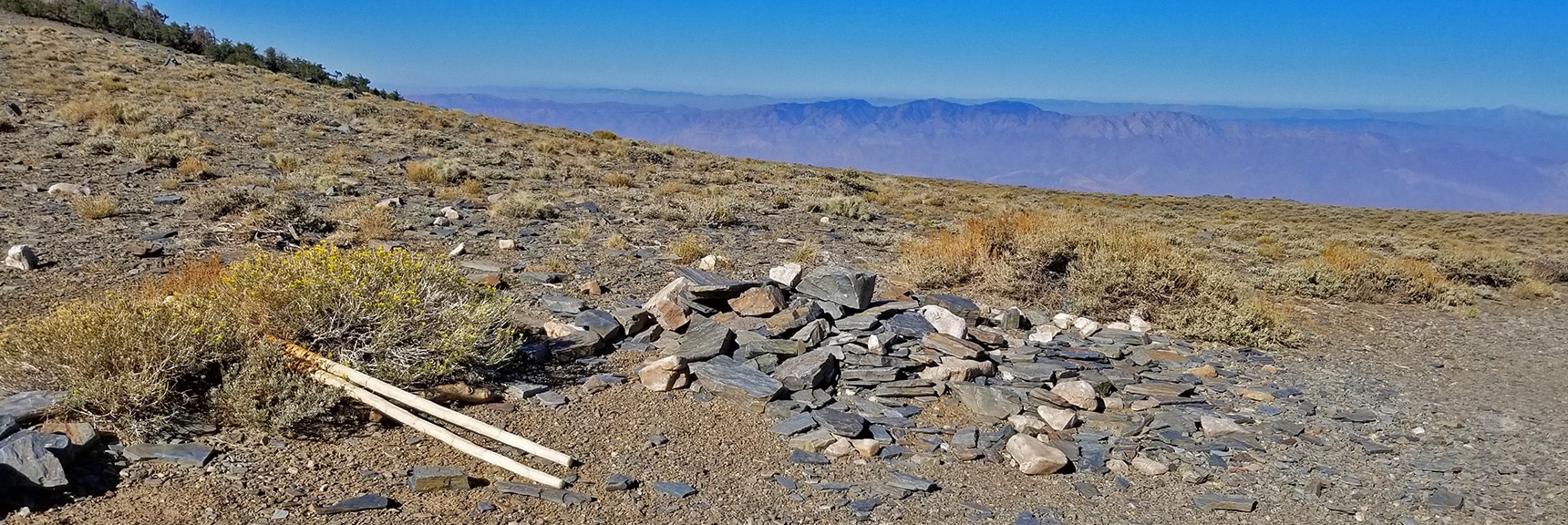 Arrival on the Upper Spine of the Panamint Range, Western Views Open Up | Telescope Peak Summit from Wildrose Charcoal Kilns Parking Area, Panamint Mountains, Death Valley National Park, California