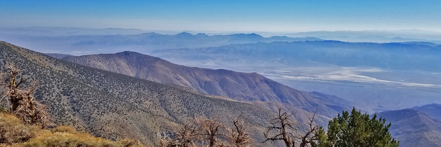 A Look Down to Bad Water, Devil's Golf Course and Funeral Mountains in Death Valley | Telescope Peak Summit from Wildrose Charcoal Kilns Parking Area, Panamint Mountains, Death Valley National Park, California