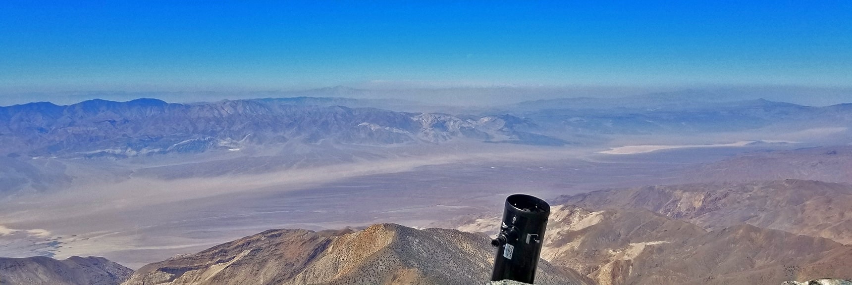 View Northwest from Telescope Peak Summit. Salten Sea Valley Below. Sierra Nevada Mts. Faint on Horizon | Telescope Peak Summit from Wildrose Charcoal Kilns Parking Area, Panamint Mountains, Death Valley National Park, California