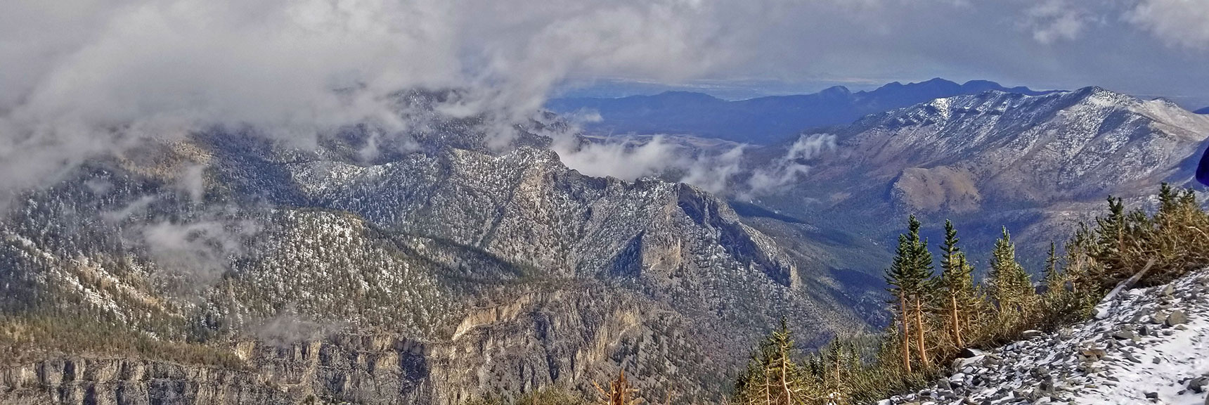 Kyle Canyon Coming Into View | Charleston Peak Loop October Snow Dusting | Mt. Charleston Wilderness | Spring Mountains, Nevada