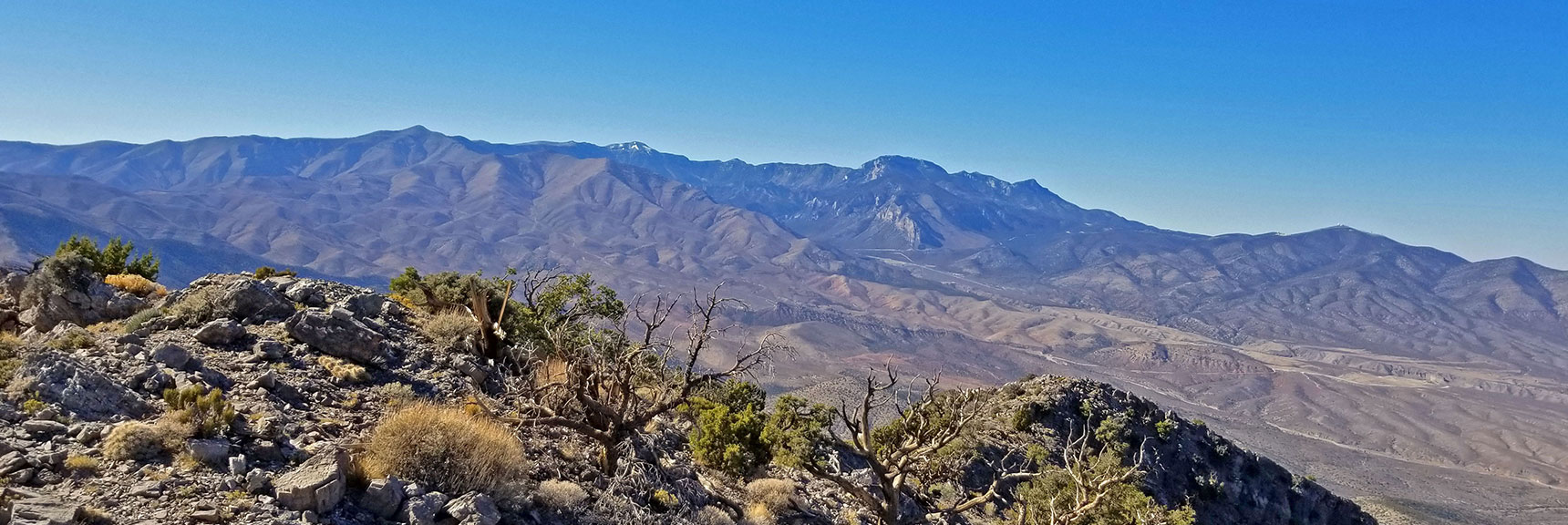 View Back to Mt. Charleston Wilderness from La Madre Mountain Summit | La Madre Mountain,, El Padre Mountain, Burnt Peak | La Madre Mountains Wilderness, Nevada