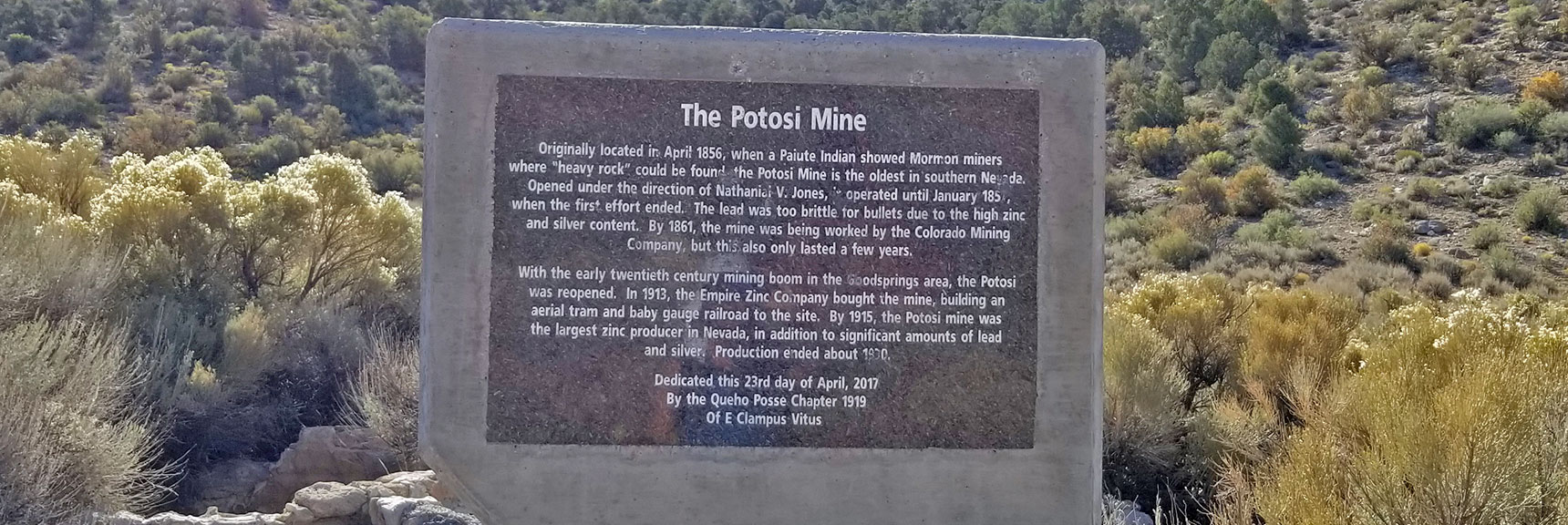 Potosi Spring Area: Old Potosi Mine Site Interpretive Sign | Potosi Mountain Northwestern Approach, Spring Mountains, Nevada