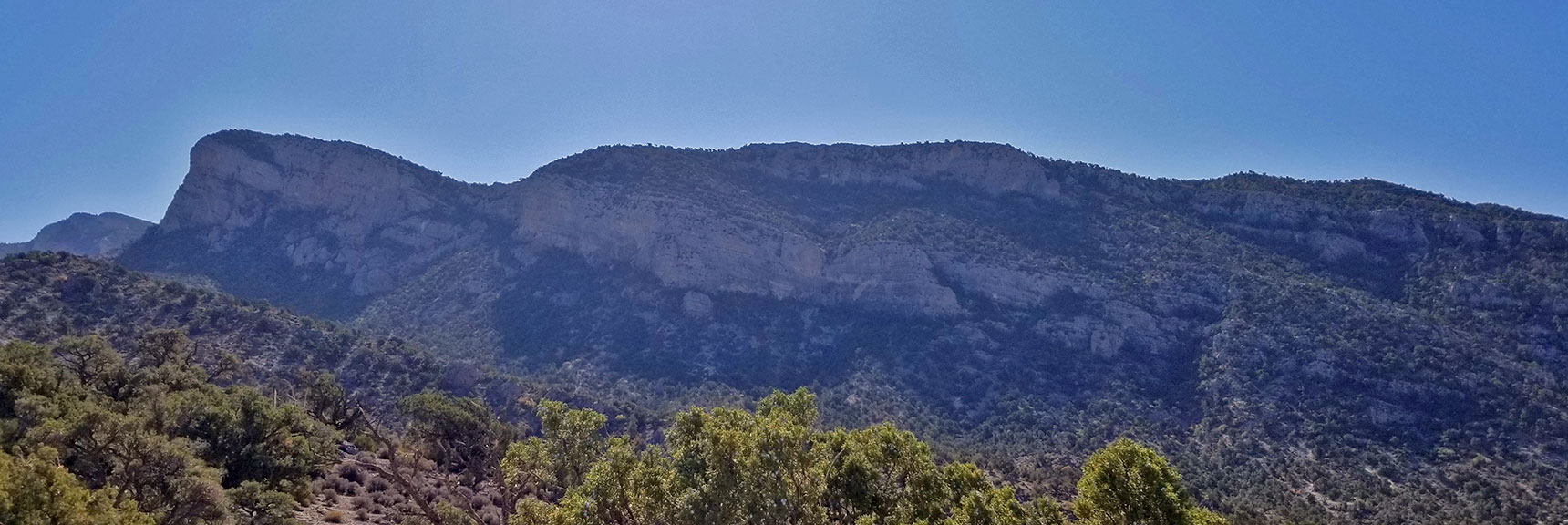 Potosi Summit Cliffs. Main Approach is Around and Behind Left Cliff | Potosi Mountain Northwestern Approach, Spring Mountains, Nevada