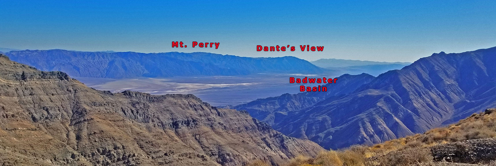 Southeastern View: Mt. Perry, Dante's View, Badwater Basin | Aguereberry Point | Panamint Mountain Range | Death Valley National Park, California