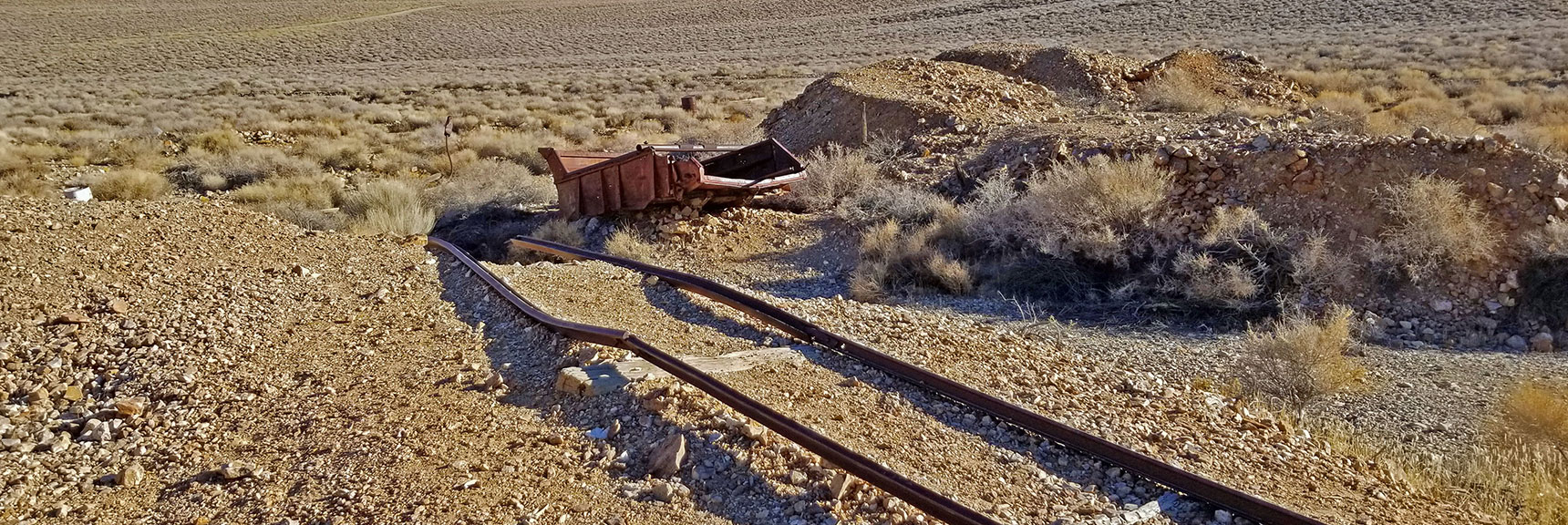 Oar Cart Tracks and Ore Cart from Eureka Mine | Eureka Mine, Harrisburg, Cashier Mill, Death Valley, California