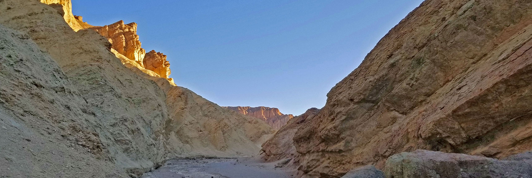 Winding Upward. Note the Slanted Sides Possibly Pushed Up to 45 Degree Angles Through Ancient Geological Forces. | Golden Canyon to Zabriskie Point | Death Valley National Park, California