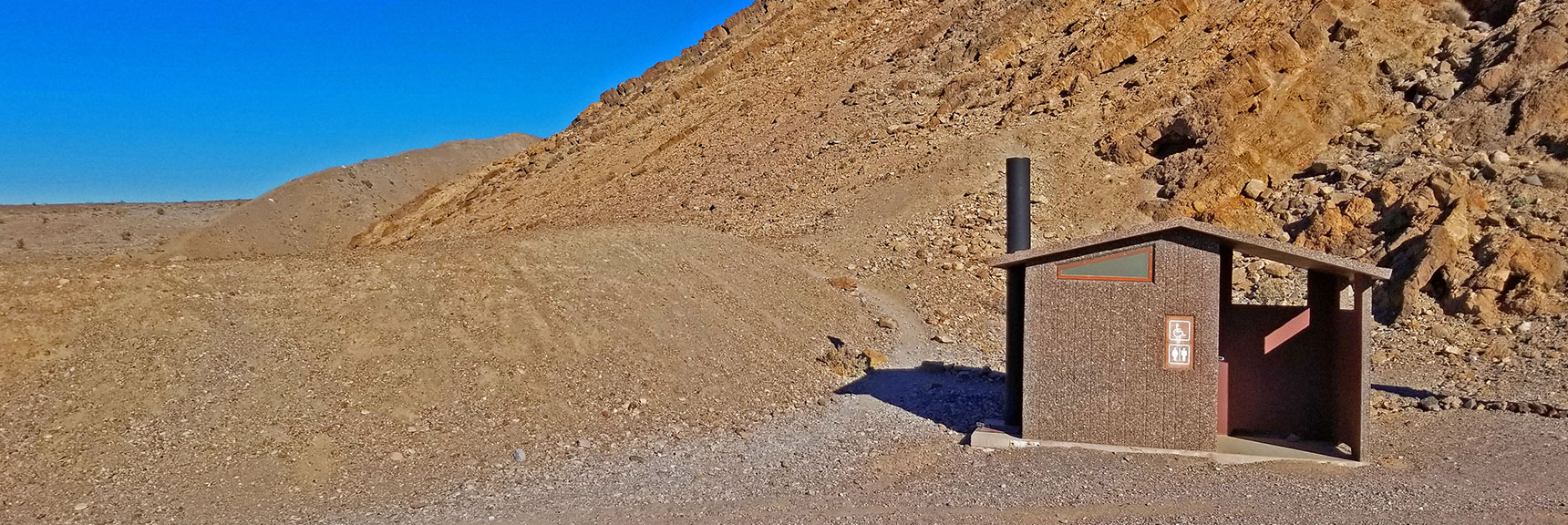 Fall Canyon Trailhead to the Left and Behind the Titus Canyon Restroom | Fall Canyon | Death Valley National Park, California