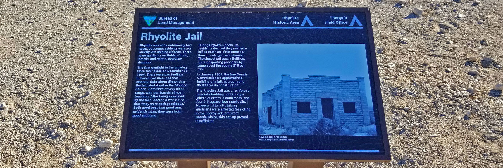 Rhyolite Jail Interpretive Sign | Rhyolite Ghost Town | Death Valley Area, Nevada
